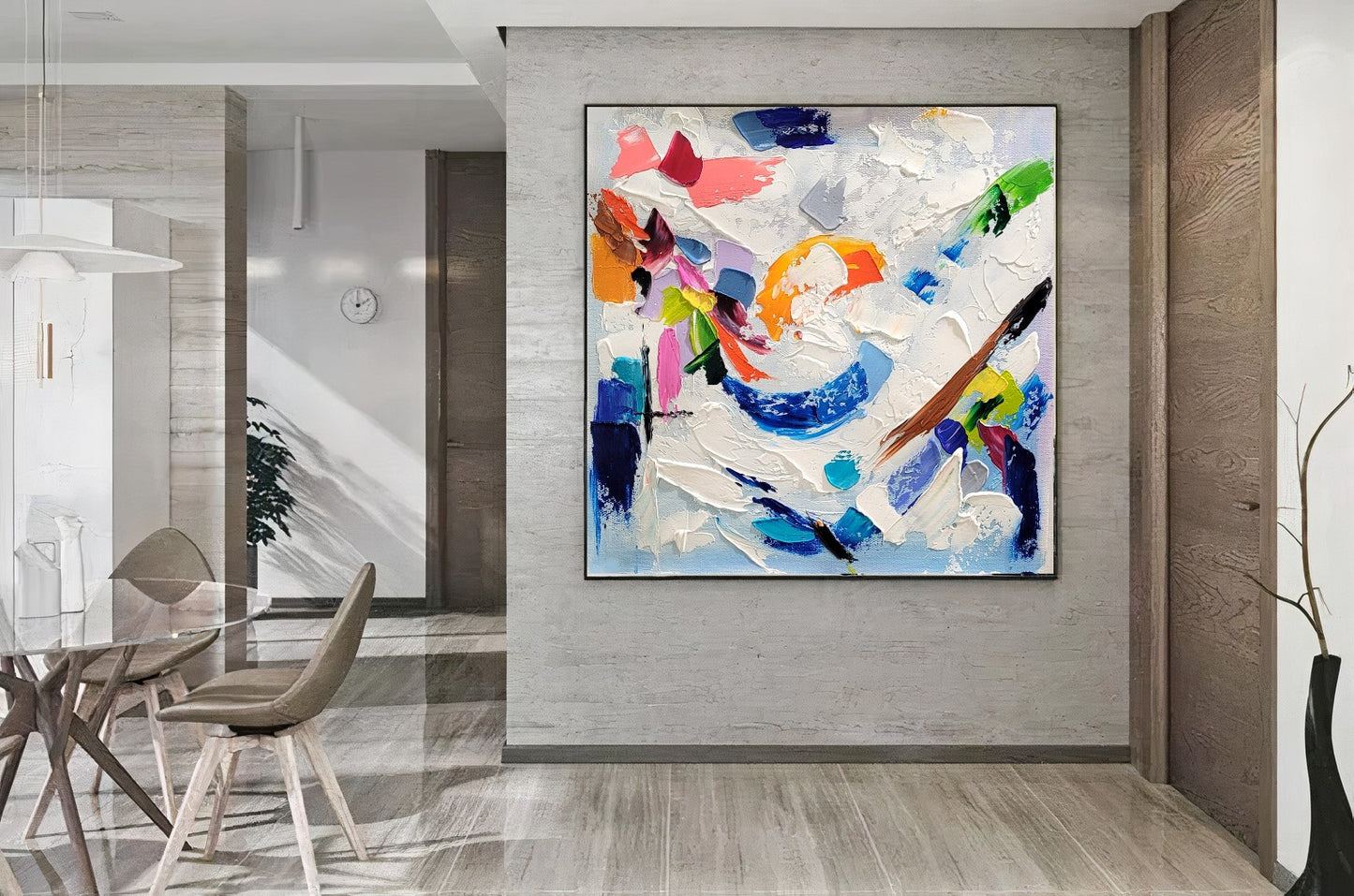 Large Blue Abstract Wall Art - Original Impasto Oil Painting on Canvas