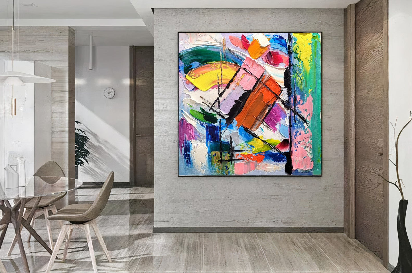 Large Blue Abstract Wall Art - Original Impasto Oil Painting on Canvas