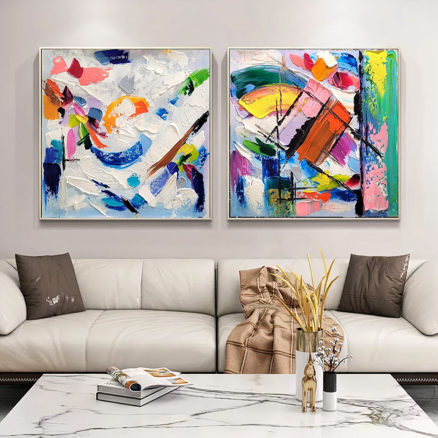 Large Blue Abstract Wall Art - Original Impasto Oil Painting on Canvas