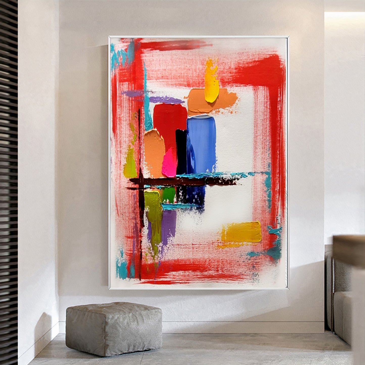 EXTRA LARGE Peinture à l’huile d’empâtement floral sur toile / Pas de cadre