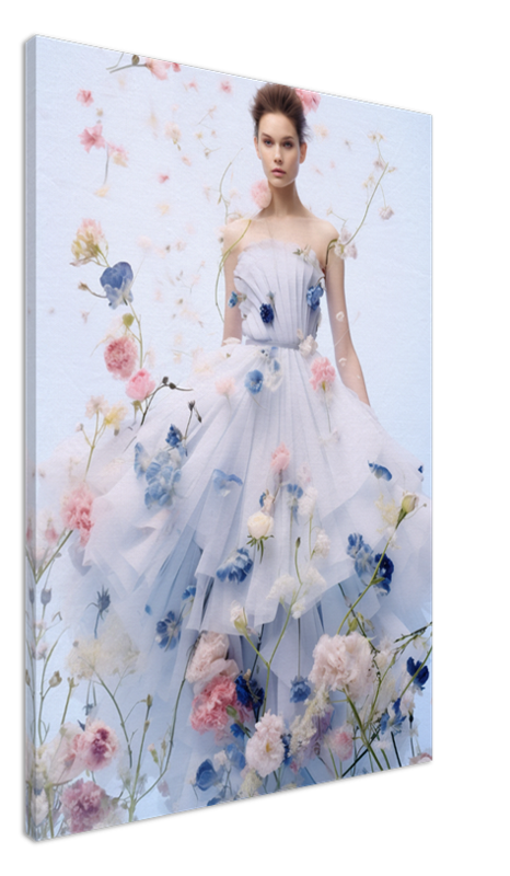 Floral Elegance in Bloom - Floral Woman Canvas Art - Romantic Print on Canvas - Luxury Canvas Wall Art