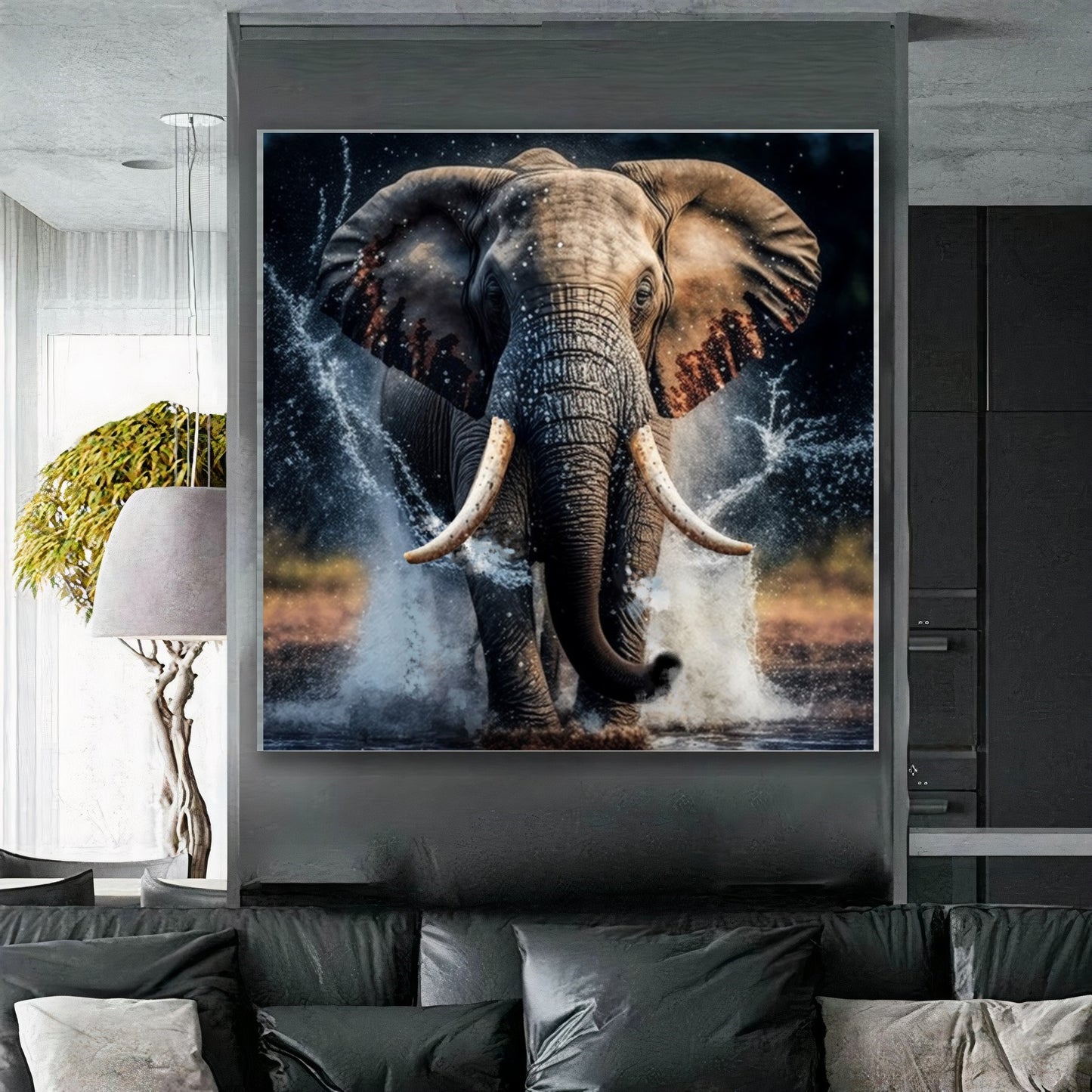 Elephant in water, Stretched Printed Canvas, Unique Wall Art Print {{ shop_name }}Prints animal pictures Animal Print Bright Home Decor canvas print canvas wall art colorful wall art Elephant Art elephant painting elephant photo art elephant pop art giclée prints Gift for Animal Lovers large canvas print Modern Art modern art print print on canvas ready to hang canvas stretched canvas art Vibrant Wall Art wall art prints Wildlife Decor