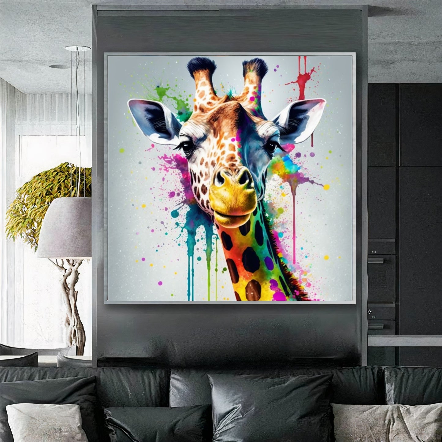 Colorful Giraffe Art - Animal Wall Art Printed Canvas - Fun Home Decor, Kids Room Decor