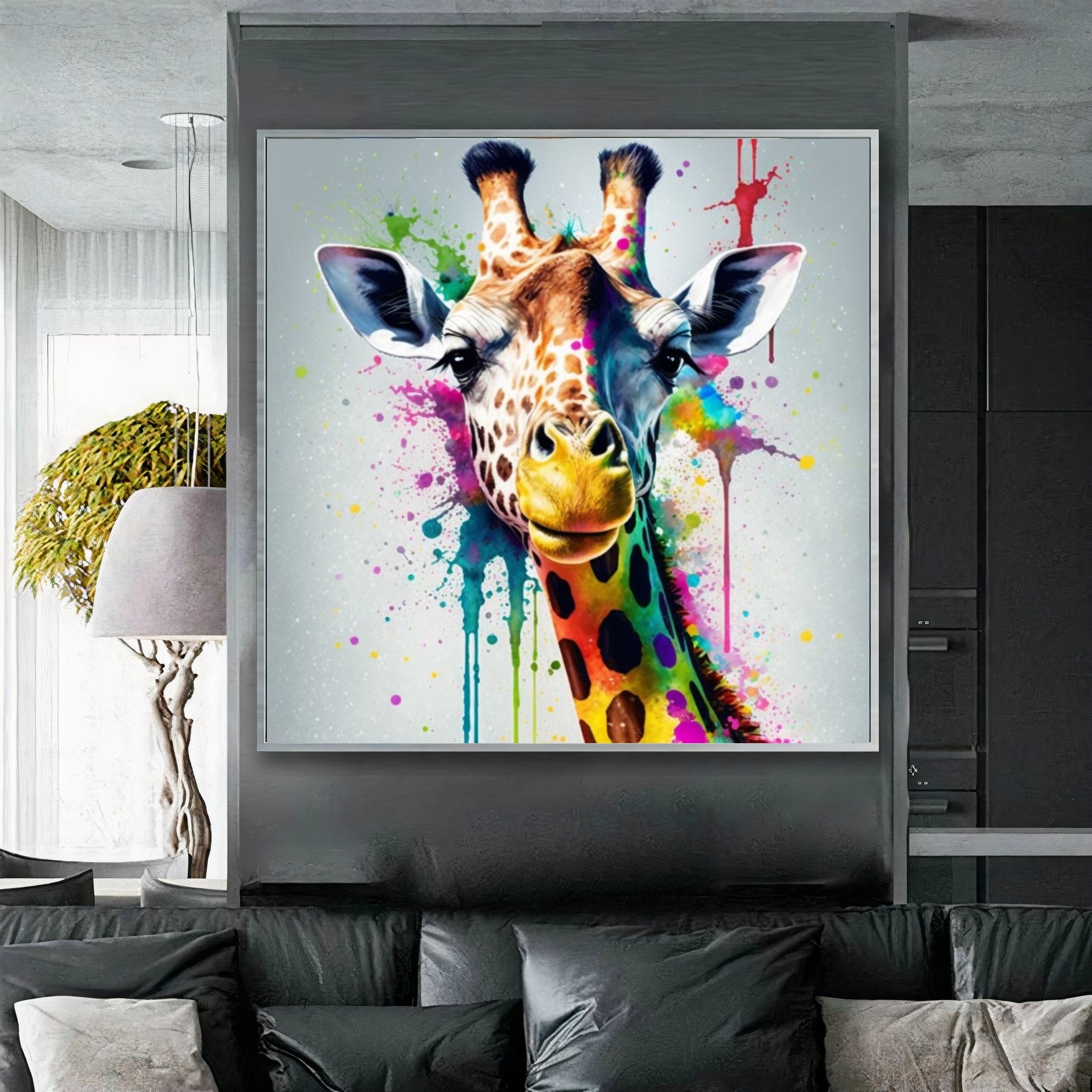 Colorful Giraffe Art - Animal Wall Art Printed Canvas - Fun Home Decor, Kids Room Decor
