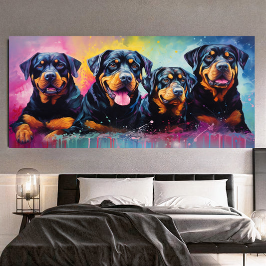 Colorful Dog Family - Vibrant Canvas Art, Modern Prin on Canvas A