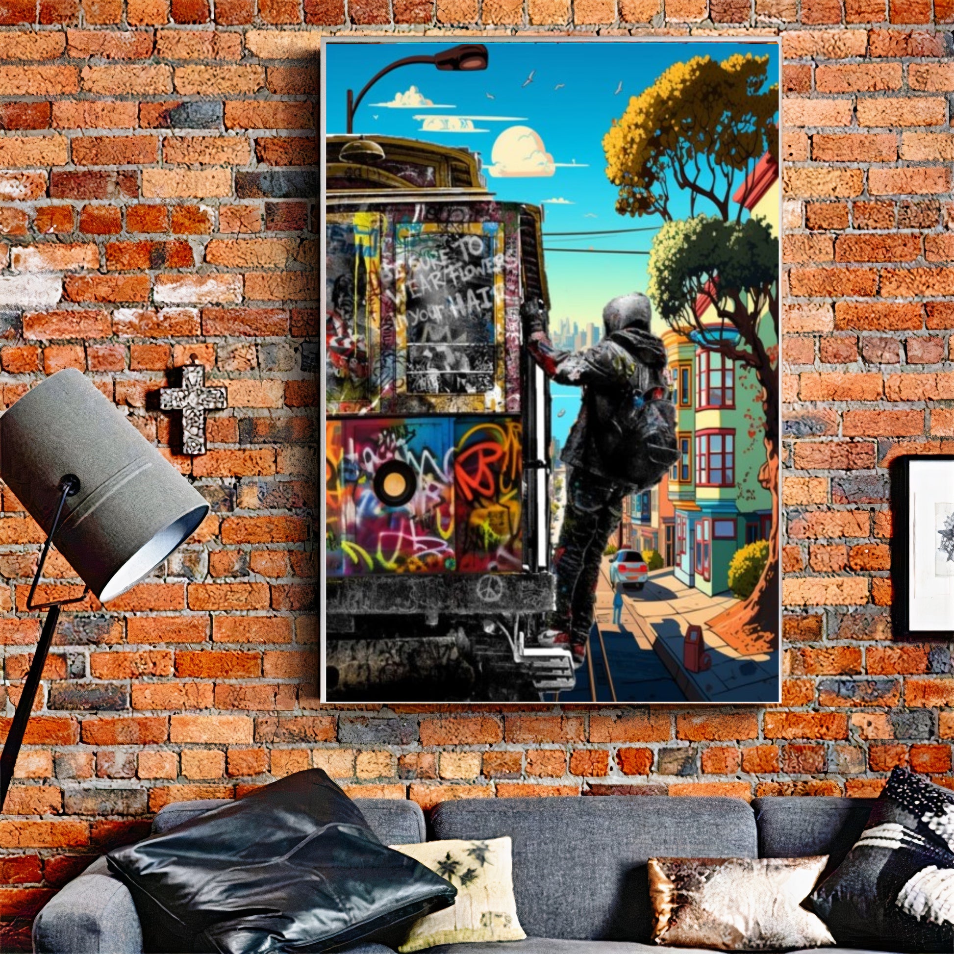 San Francisco Graffiti Streetcar Art Print on Canvas