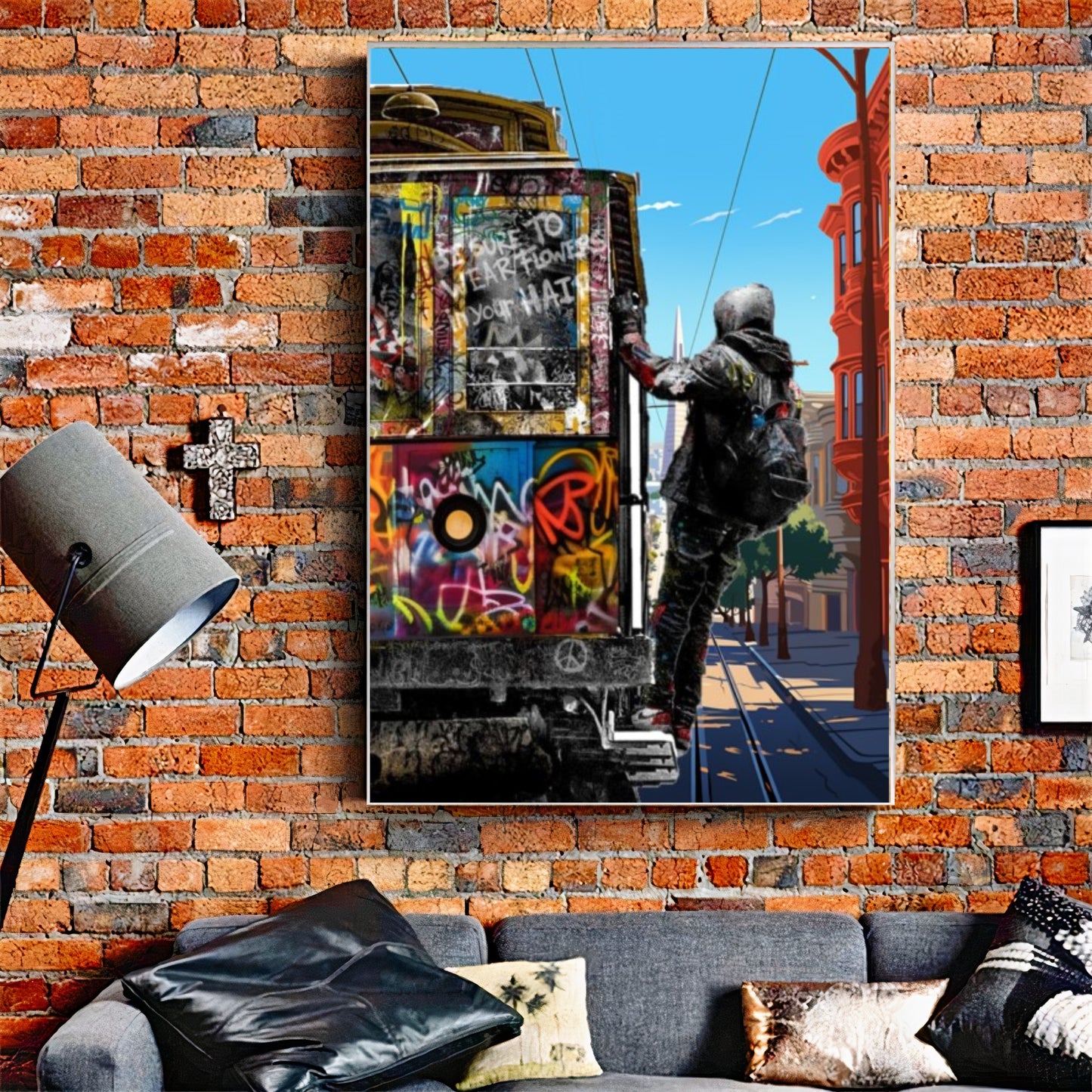 San Francisco Graffiti Streetcar Art Print on Canvas