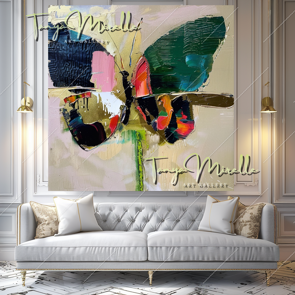 Red Black Abstract Butterfly Canvas Oil Painting #207