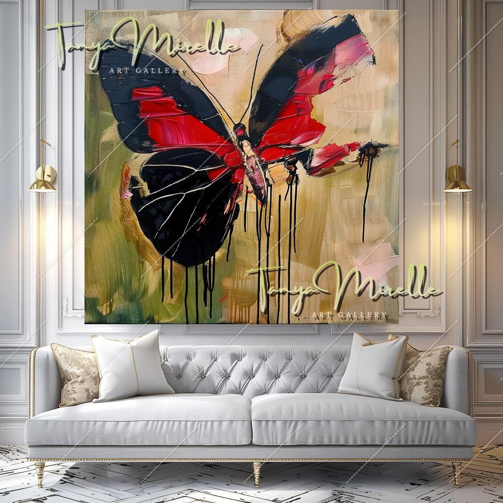 Vibrant Abstract Butterfly Canvas Oil Painting #206