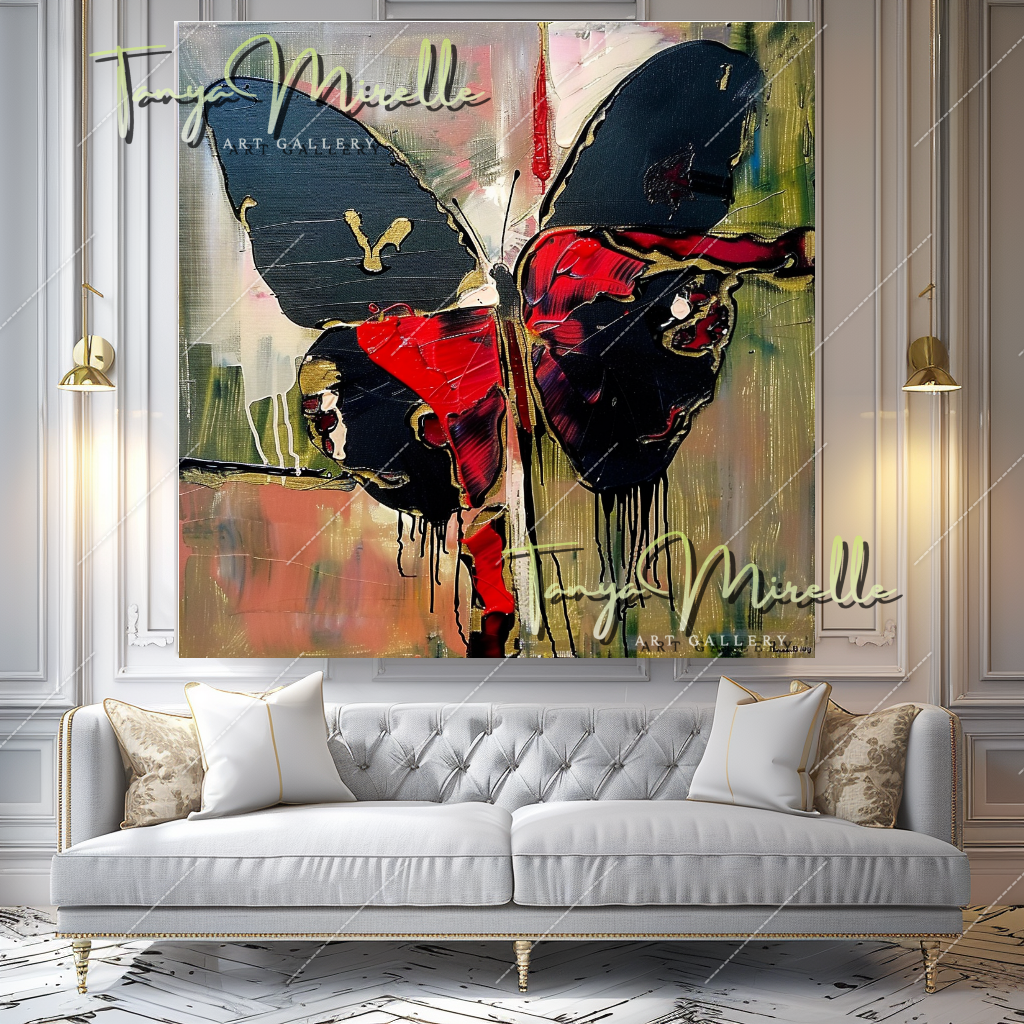 Vibrant Abstract Butterfly Canvas Oil Painting #206