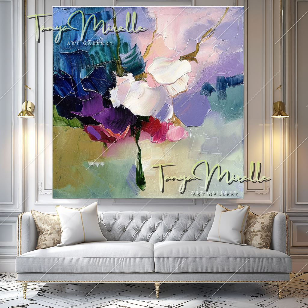 Luxury Abstract Oil Painting, Colorful Home Decor #212