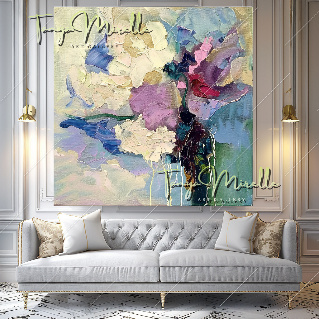 Luxury Abstract Oil Painting, Colorful Home Decor #212