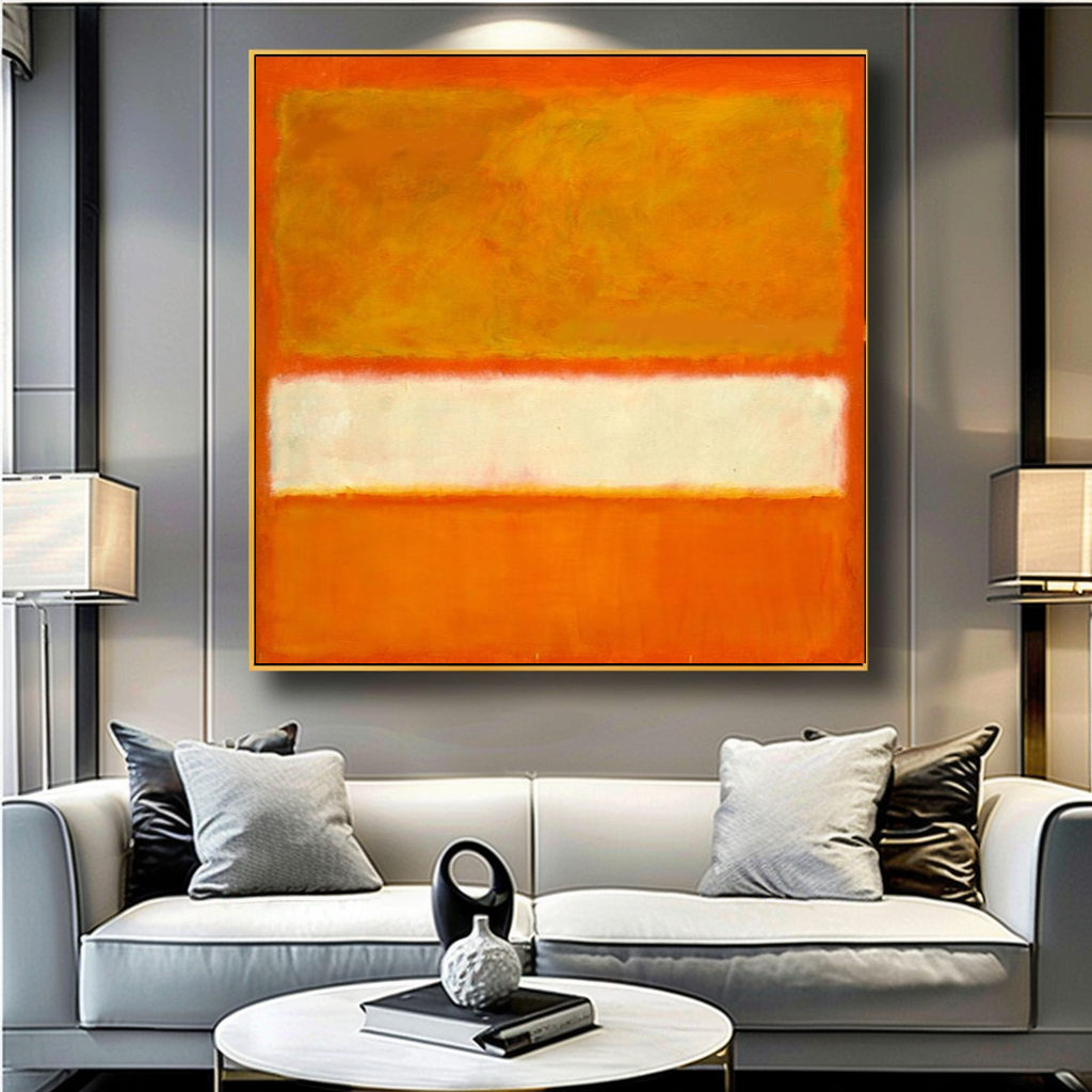 LARGE ABSTRACT WALL ART - Mark Rothko Art, Oil Painting on Canvas - Red, Orange, and Black