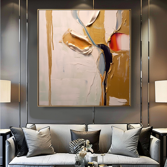 Bold Abstract Impasto Oil Painting – Modern Textured Canvas Art for Living Room