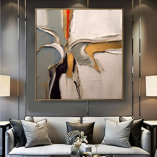 Floral Abstract Impasto Oil Painting – Modern Textured Canvas Art for Living Room