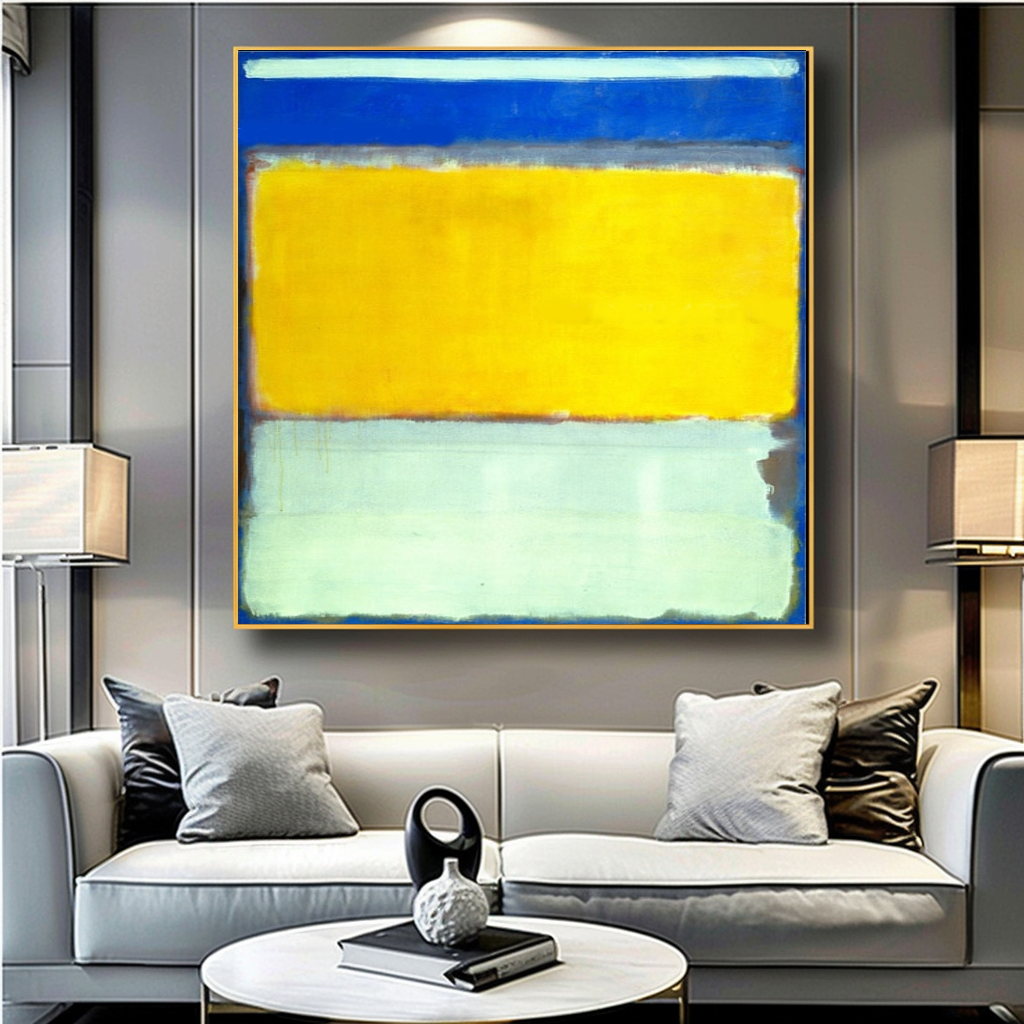 LARGE ABSTRACT WALL ART - Mark Rothko Art, Oil Painting on Canvas - Red, Orange, and Black