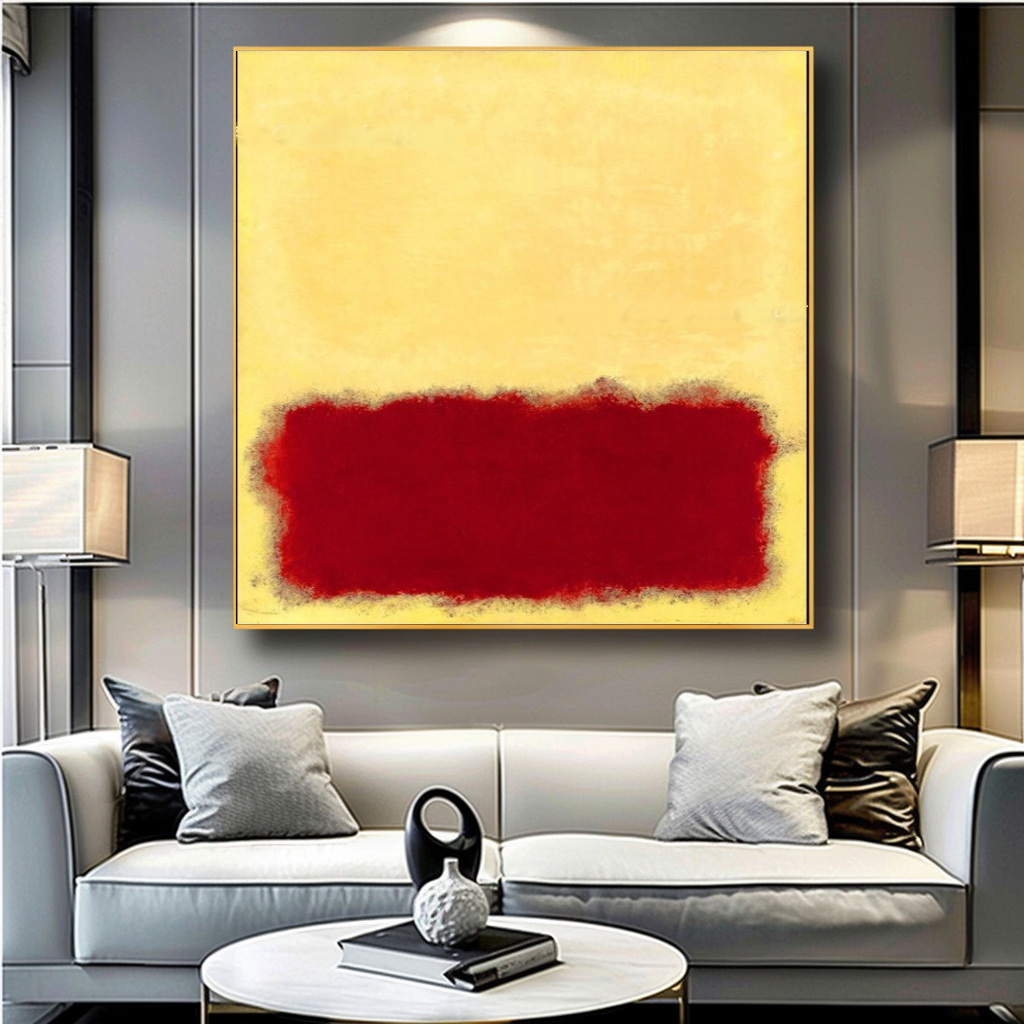 LARGE MODERN ABSTRACT WALL ART, Mark Rothko Inspired, Oil Painting on Canvas - Red Black Orange