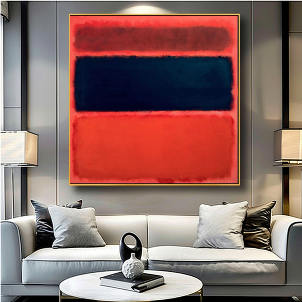 LARGE MODERN ABSTRACT WALL ART, Mark Rothko Inspired, Oil Painting on Canvas - Red Black Orange