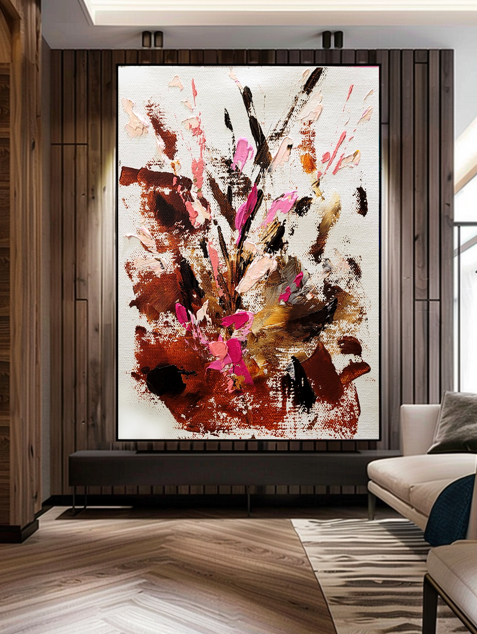 Large Modern Abstract Art for Living room, Impasto Oil Painting on Canvas, Autumn Blossom - Canvas ArtHandmade Art for sale