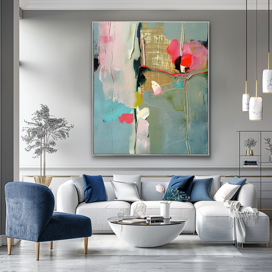 White Orchid Abstract Impasto Oil Painting – Modern Textured Canvas Art for Living Room