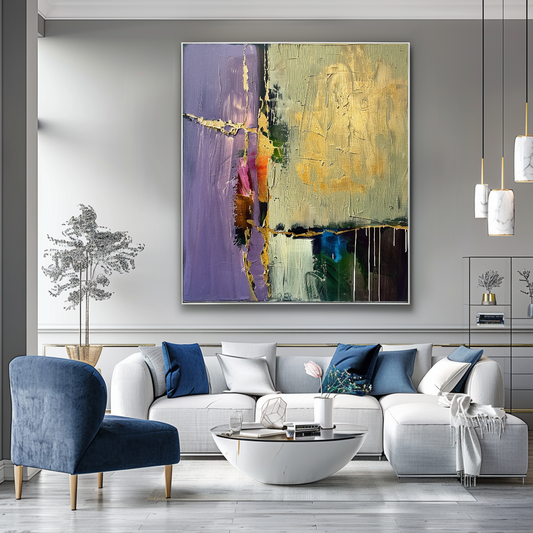 Vivid Abstract Impasto Oil Painting – Modern Textured Canvas Art for Living Room