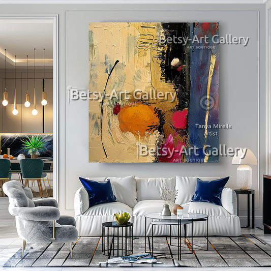 Colorful Abstract Painting on Canvas - Textured Impasto Artwork #58