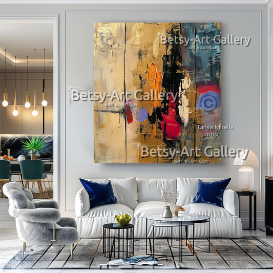 Colorful Abstract Painting on Canvas - Textured Impasto Artwork #56