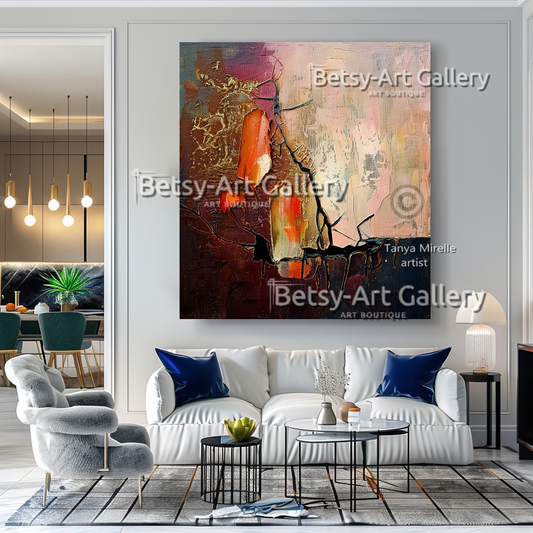 Vibrant Colors Abstract Painting on Canvas - Textured Impasto Artwork #60