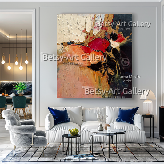 Vibrant Colors Abstract Painting on Canvas - Textured Impasto Artwork #59