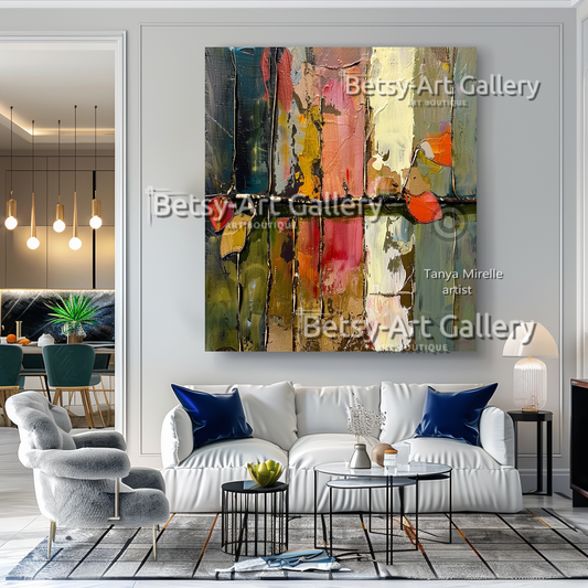 Abstract Floral Painting on Canvas - Textured Impasto Artwork #67