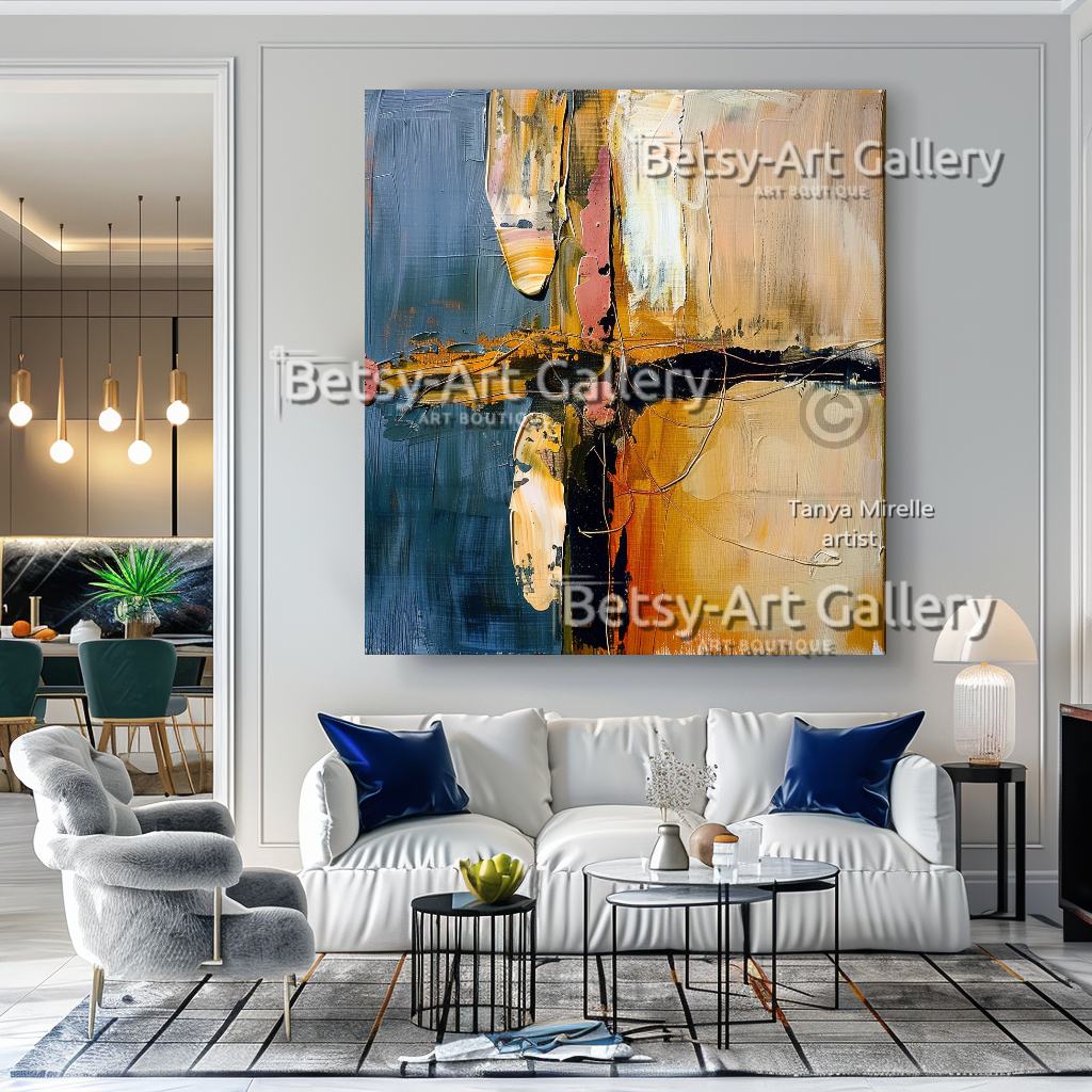 Abstract Chains Painting - Textured Impasto Wall Art #87