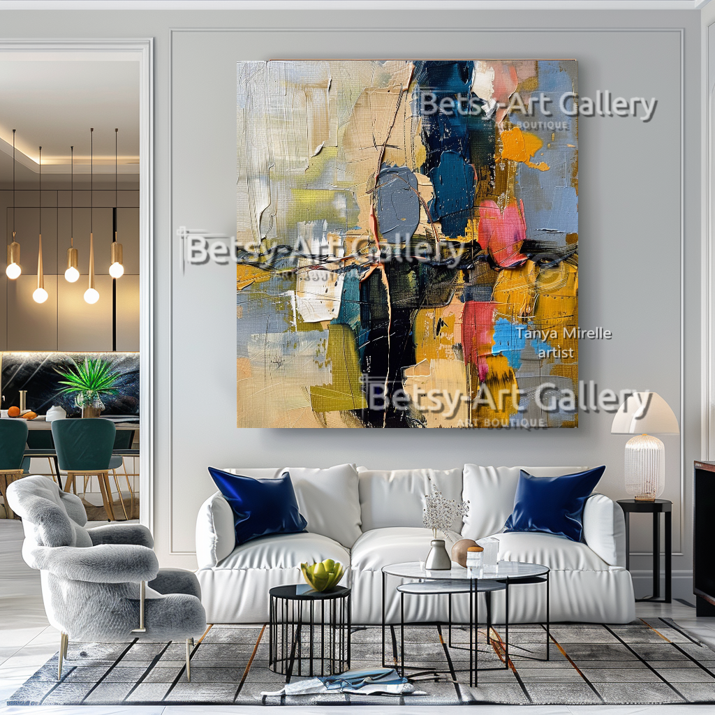 Abstract Colorful Painting - Textured Impasto Wall Art #89