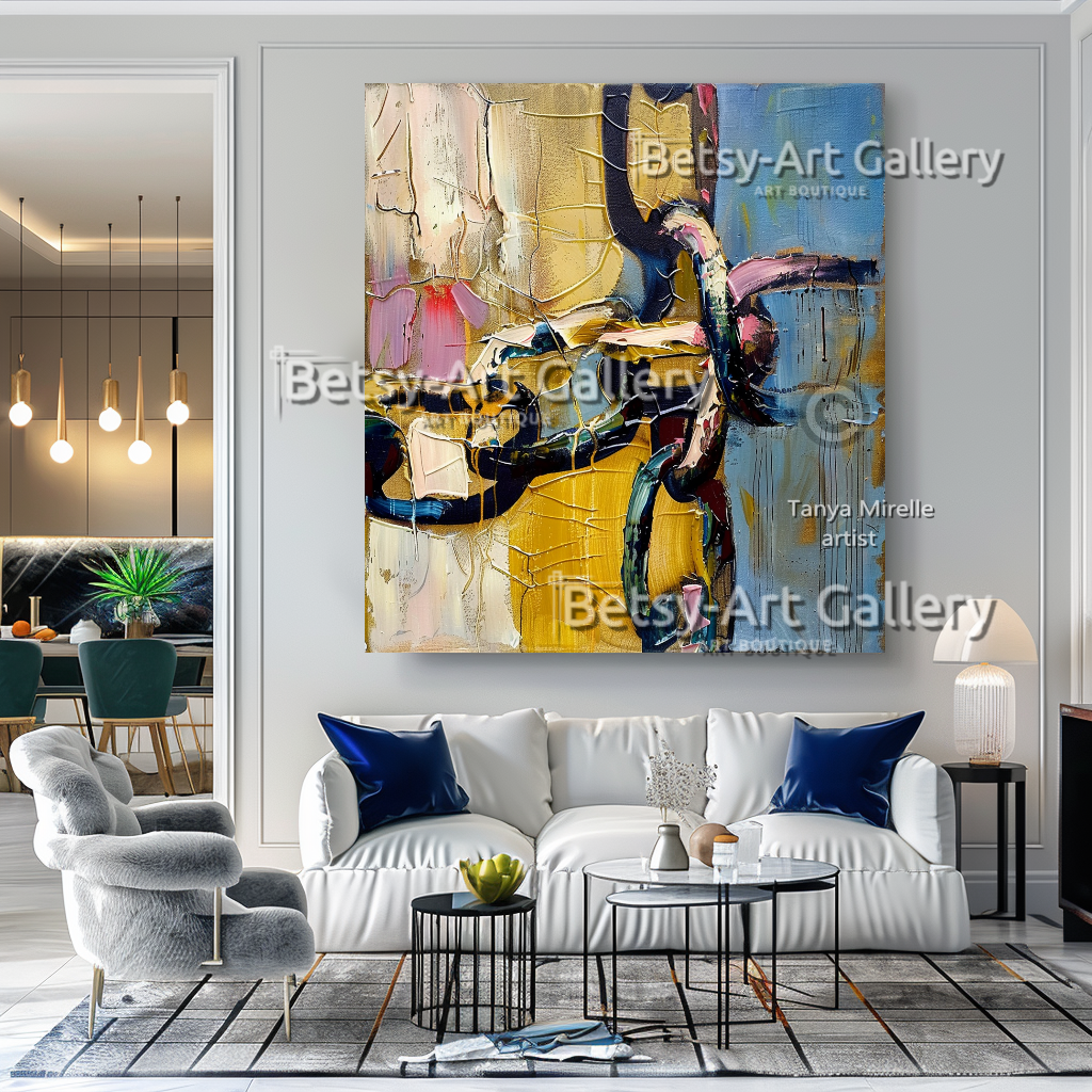 Abstract Colorful Painting - Textured Impasto Wall Art #89