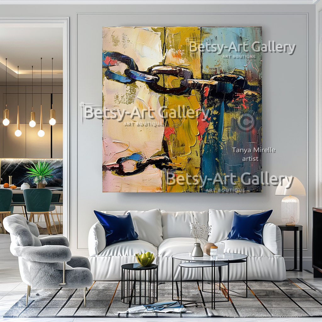 Abstract Colorful Painting - Textured Impasto Wall Art #89