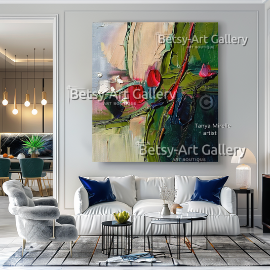 Floral Abstract Impasto Painting - Modern Textured Wall Art #54