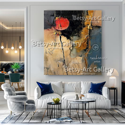 Luxury Abstract Gold Wall Art - Textured Modern Canvas Painting #55