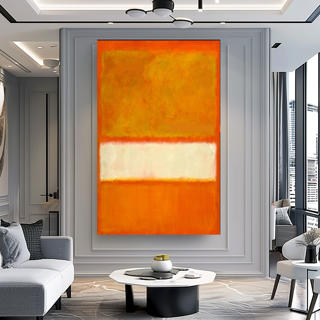 LARGE MODERN ABSTRACT WALL ART, Mark Rothko Inspired, Oil Painting on Canvas - Red Black Orange B