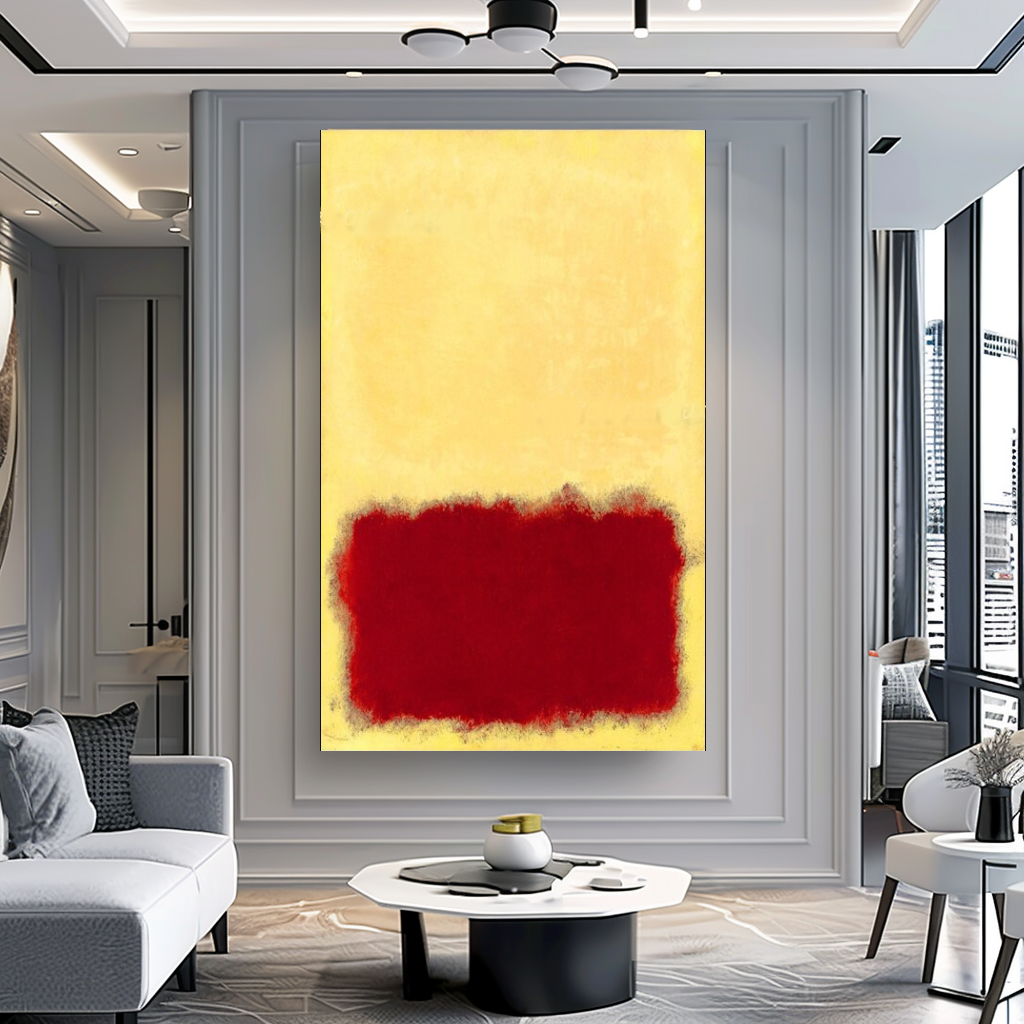 LARGE MODERN ABSTRACT WALL ART, Mark Rothko Inspired, Oil Painting on Canvas - Red Black Orange E