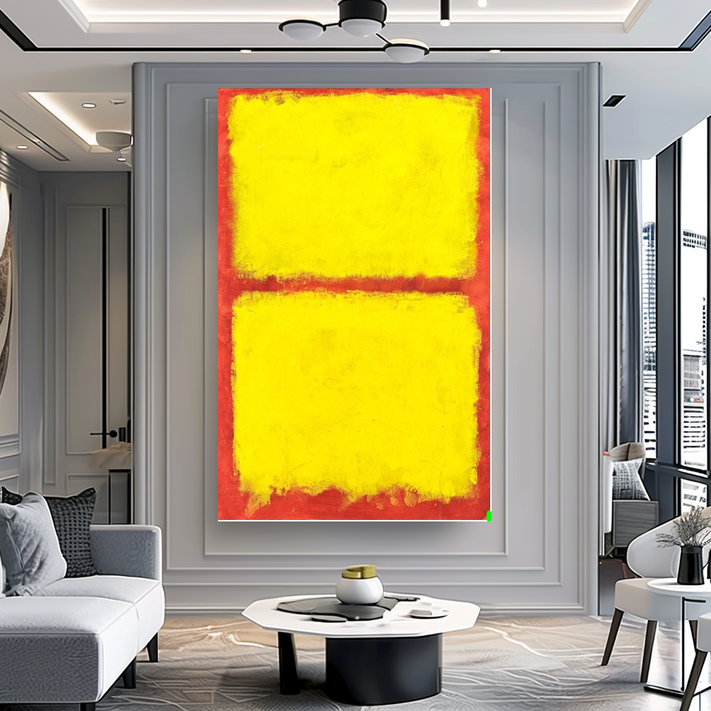 LARGE ABSTRACT WALL ART - Mark Rothko Art, Oil Painting on Canvas - Blue, Yellow and White D