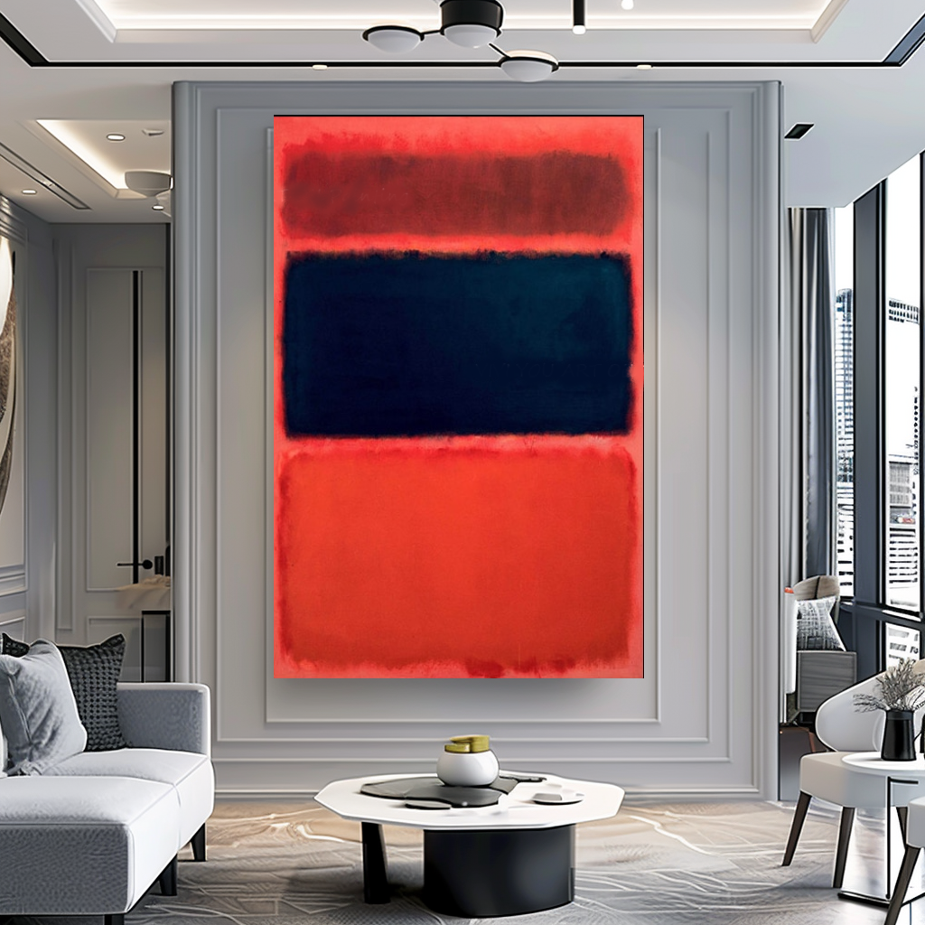 LARGE MODERN ABSTRACT WALL ART, Mark Rothko Inspired, Oil Painting on Canvas - Red Black Orange A