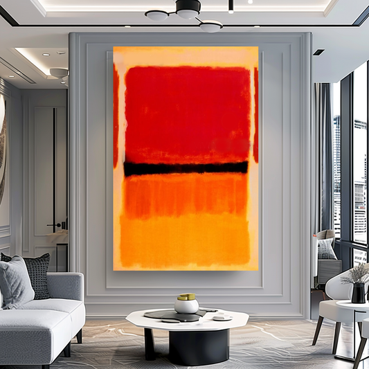 LARGE ABSTRACT WALL ART - Mark Rothko Art, Oil Painting on Canvas - Red, Orange, and Black A