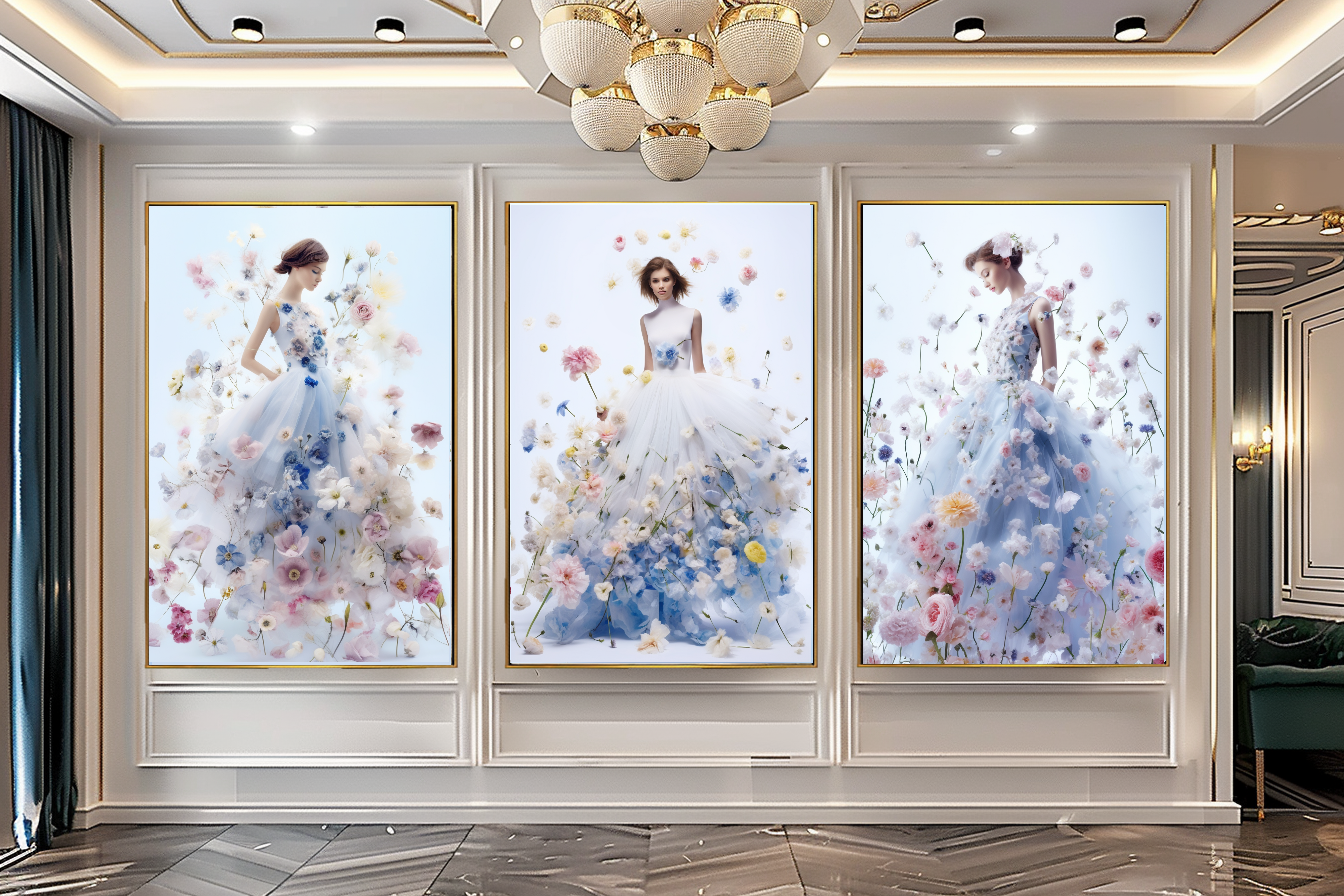 Floral Elegance in Bloom - Floral Woman Canvas Art - Romantic Print on Canvas - Luxury Canvas Wall Art