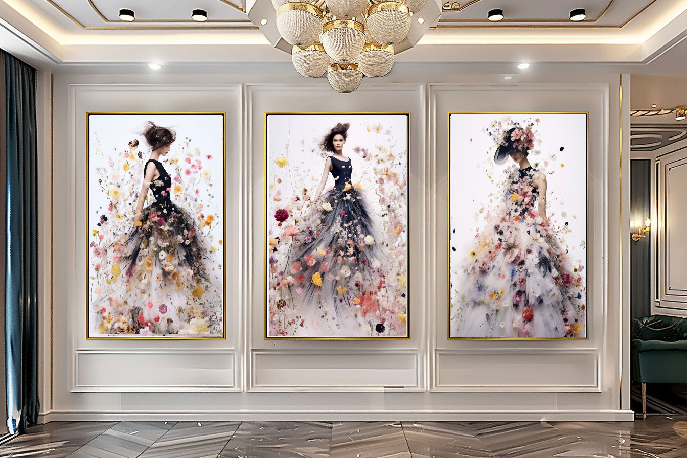 Perfume Floral Woman Art - Blooming Flowers Dress - Chic Home Decor