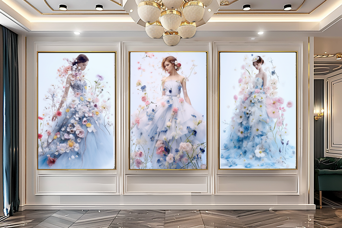 Floral Elegance in Bloom - Floral Woman Canvas Art - Romantic Print on Canvas - Luxury Canvas Wall Art