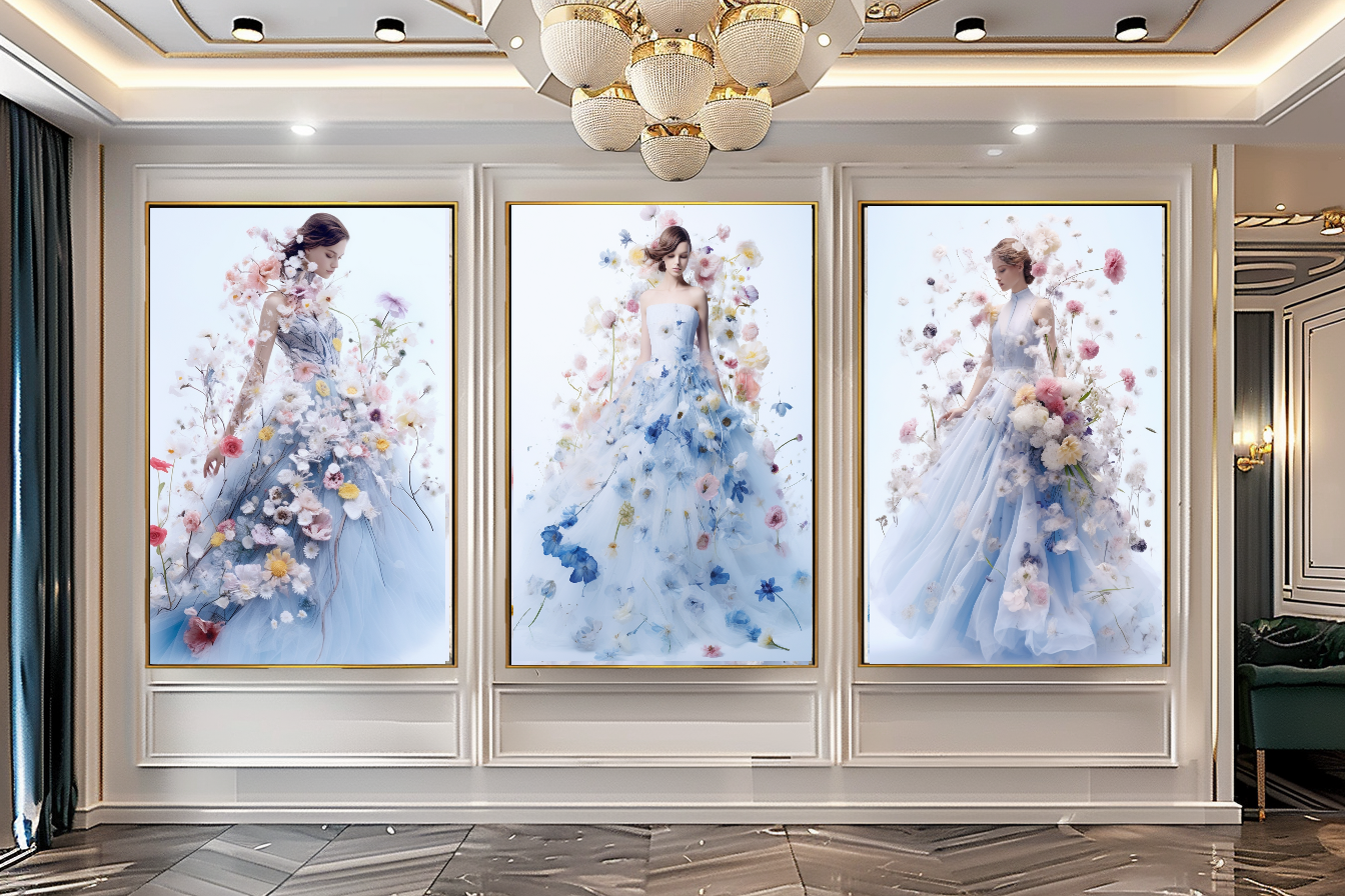 Floral Elegance in Bloom - Floral Woman Canvas Art - Romantic Print on Canvas - Luxury Canvas Wall Art