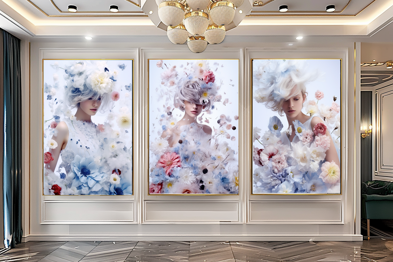 Modern Grace - Floral Woman Canvas Art - Romantic Print on Canvas - Elegant Home Decor