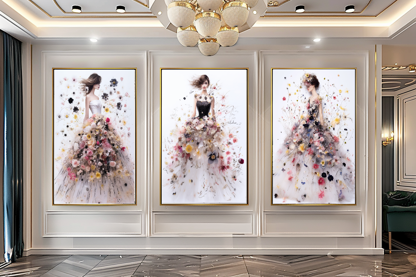 Perfume Floral Woman Art - Blooming Flowers Dress - Chic Home Decor