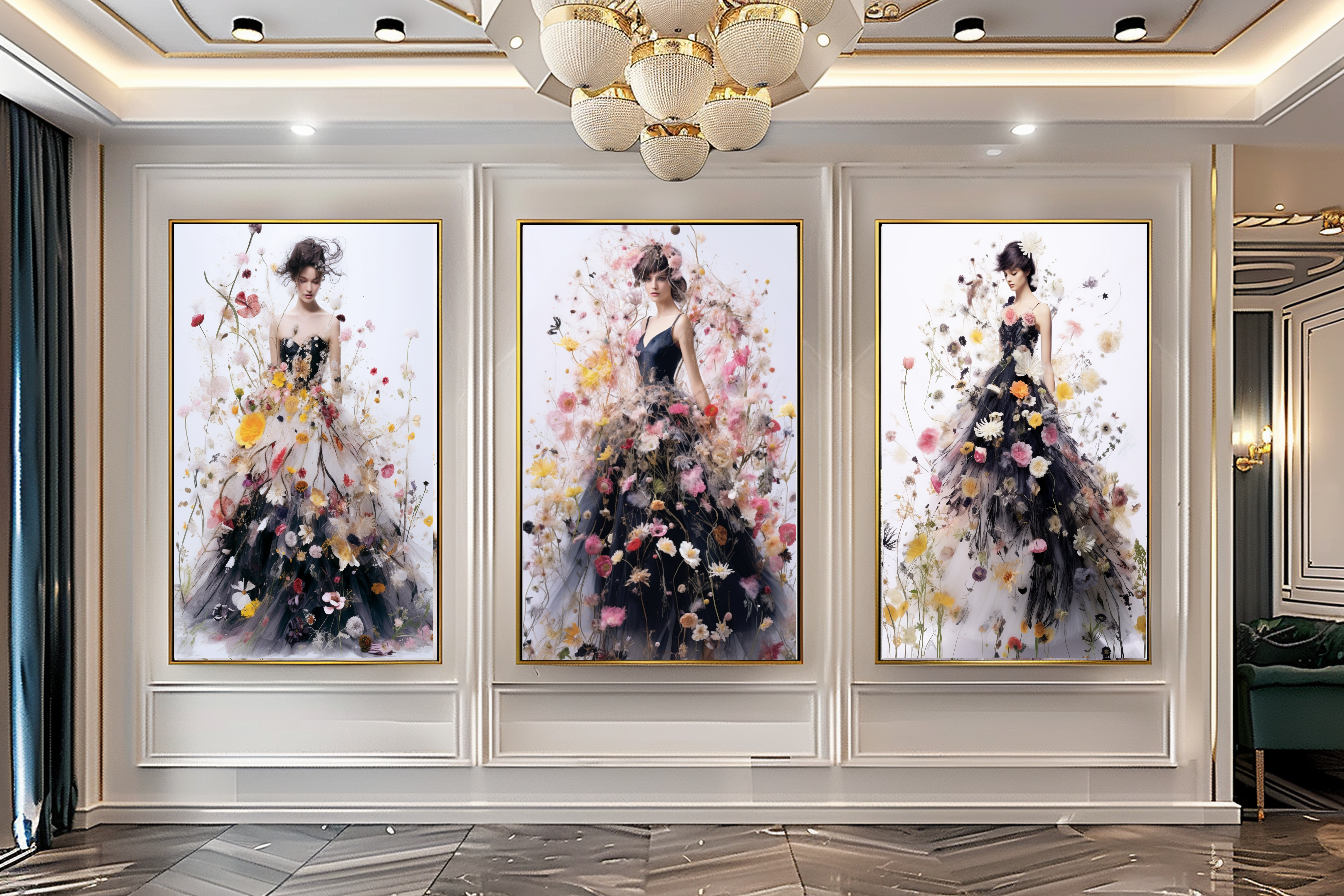 Blooming Flowers Dress - Perfume Floral Woman Art - Chic Home Decor