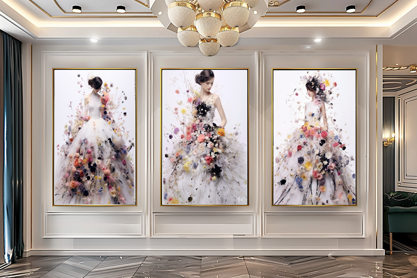 Blooming Flowers Dress - Perfume Floral Woman Art - Chic Home Decor