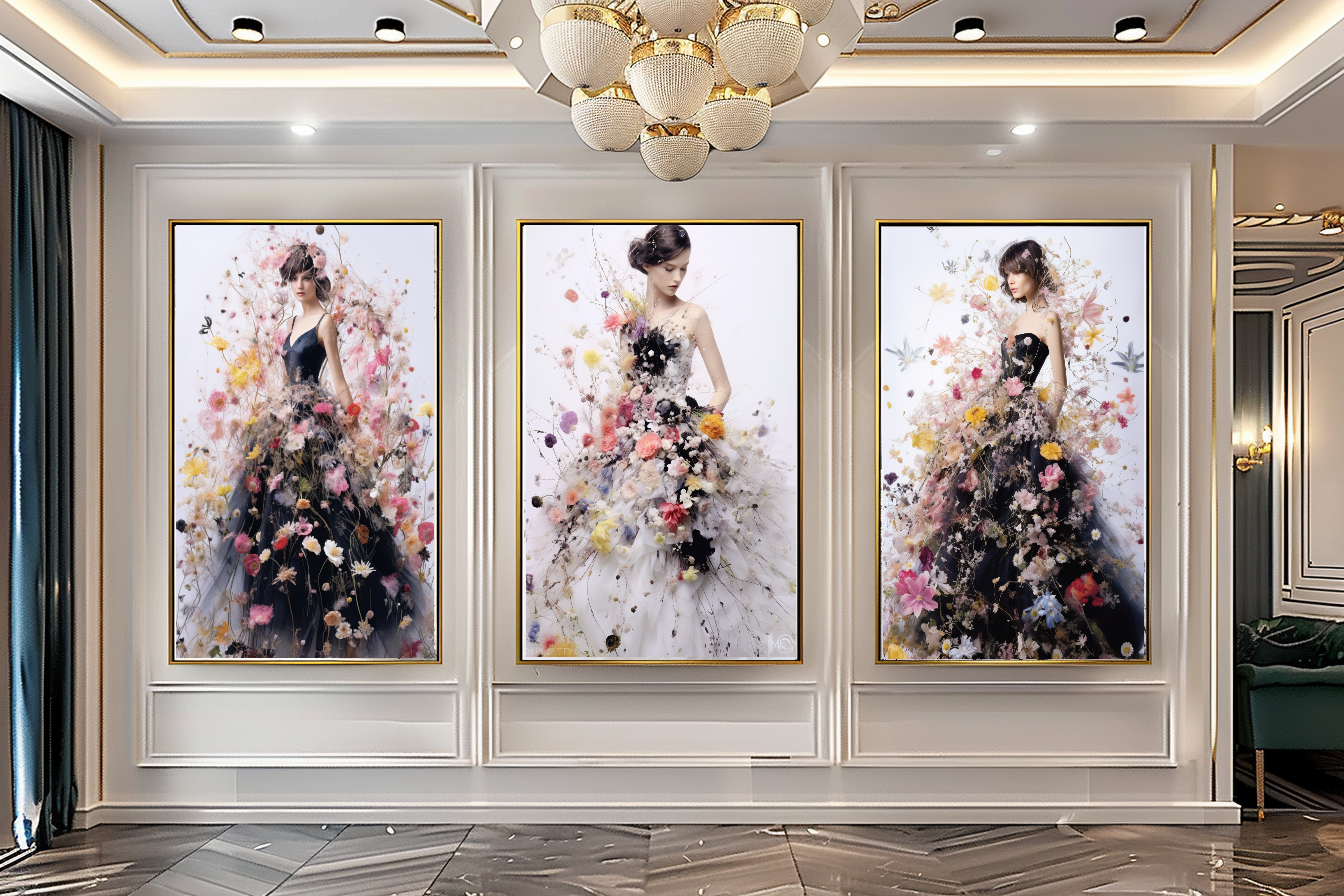 Glamorous Perfume Floral Woman Art - Chic Home Decor